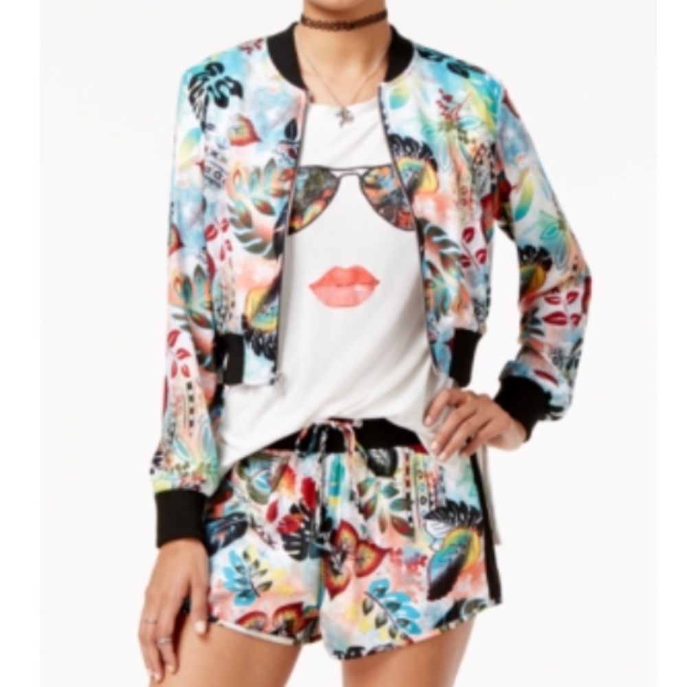 SHIFT Leaf Printed Bomber Jacket and Shorts